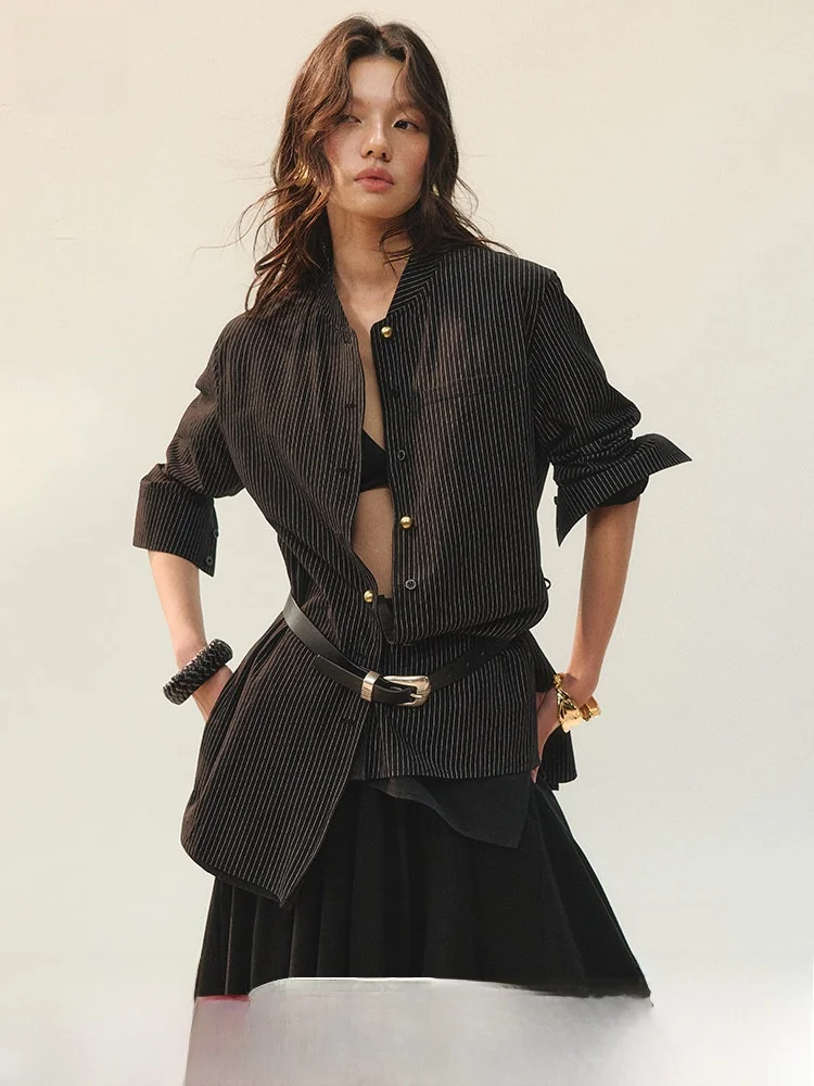 Double Collar Weave Shadow 2026 Color Block Stripe Double Layer Stand Collar Cross Weave Belt Women's Shirt Casual Style Stra...
Double Collar Weave Shadow 2026 Color Block Stripe Double Layer Stand Collar Cross Weave Belt Women's Shirt Casual Style Stra...