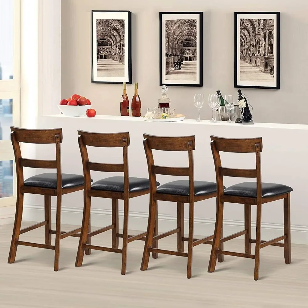 Barstools, Set of 4, 25.5-Inch, Cushioned with Backrest, PU Leather Cushion, Solid Wood High Dining Chairs
Barstools, Set of 4, 25.5-Inch, Cushioned with Backrest, PU Leather Cushion, Solid Wood High Dining Chairs