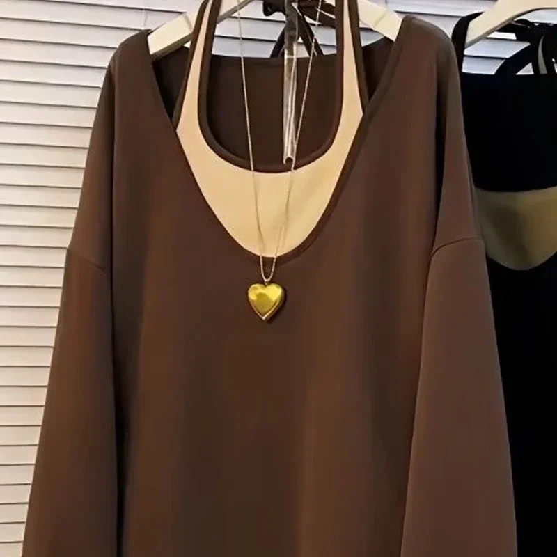 Loose Fake Two Pieces Oversize Patchwork Pullover Spring Autumn New Round Neck Fashion Long Sleeve Sweatshirts Women Casual
Loose Fake Two Pieces Oversize Patchwork Pullover Spring Autumn New Round Neck Fashion Long Sleeve Sweatshirts Women Casual