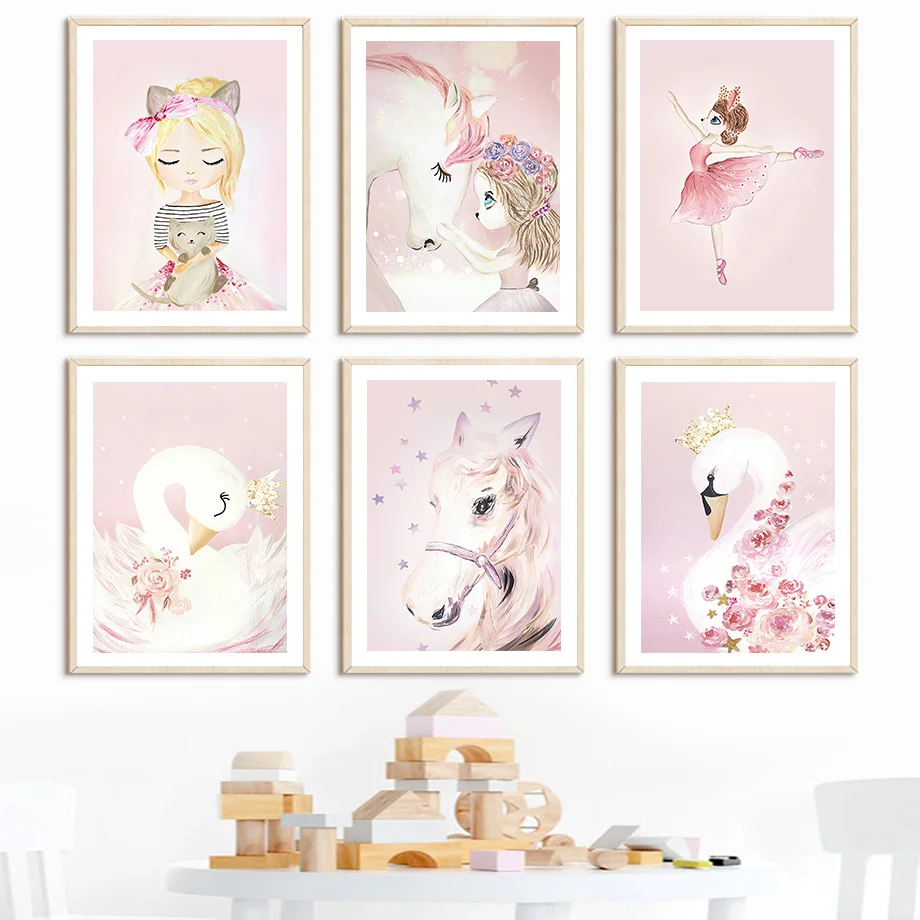 Cartoon Princess Swan White Horse Dancing Girl Nursery Wall Art Canvas Painting Posters And Prints Baby Kids Room Home Decor
Cartoon Princess Swan White Horse Dancing Girl Nursery Wall Art Canvas Painting Posters And Prints Baby Kids Room Home Decor