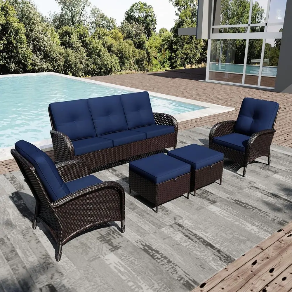 5-Piece Outdoor Patio Furniture Set with Plush Cushions, High Back, Deep Seating, and Wide Armrests
5-Piece Outdoor Patio Furniture Set with Plush Cushions, High Back, Deep Seating, and Wide Armrests