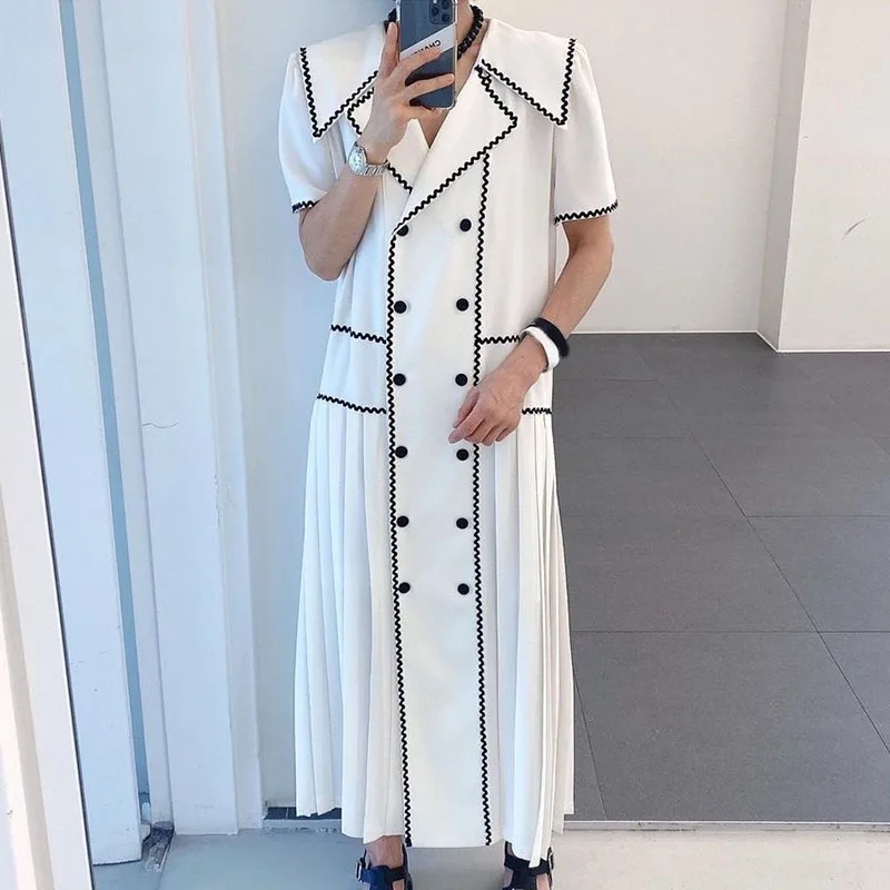 Retro Summer Floral Lace Trimmed Double Button Loose Bubble Sve Pleated Dr Chic Stand Collar Dr Korean Sle Long Dr 
Retro Summer Floral Lace Trimmed Double Button Loose Bubble Sve Pleated Dr Chic Stand Collar Dr Korean Sle Long Dr