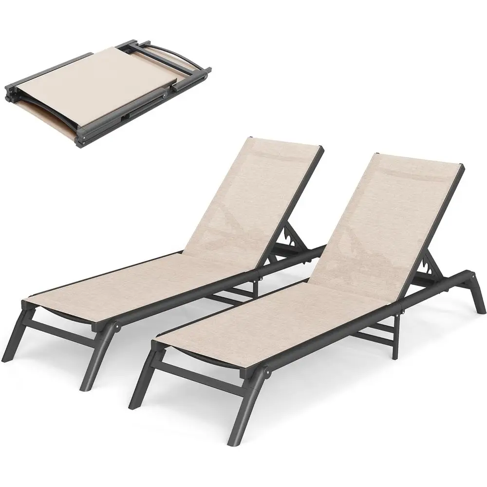 2-Pack Lightweight Adjustable Patio Lounge Chairs, 5-Position Backrest, Ideal for Pool, Beach, Lawn, Khaki
2-Pack Lightweight Adjustable Patio Lounge Chairs, 5-Position Backrest, Ideal for Pool, Beach, Lawn, Khaki
