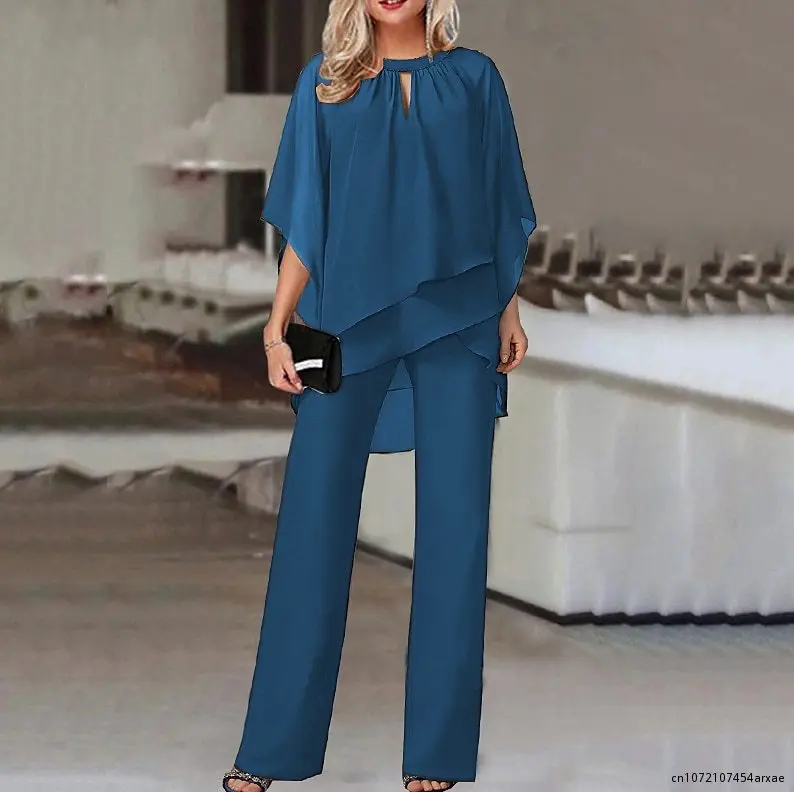 Women Straight Long Pants Outfits Casual chiffon Ruffled Irregular Party Suit Spring Office Commuting Two Piece Set Elegant
Women Straight Long Pants Outfits Casual chiffon Ruffled Irregular Party Suit Spring Office Commuting Two Piece Set Elegant