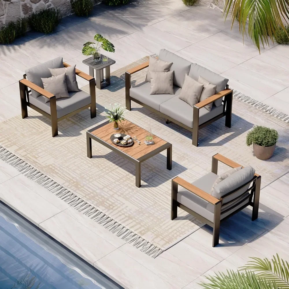 Patio Furniture Set with Coffee Table, 4 Piece Patio Conversation Sets, Washable Thick Cushions, Patio Sectional Furniture Set
Patio Furniture Set with Coffee Table, 4 Piece Patio Conversation Sets, Washable Thick Cushions, Patio Sectional Furniture Set