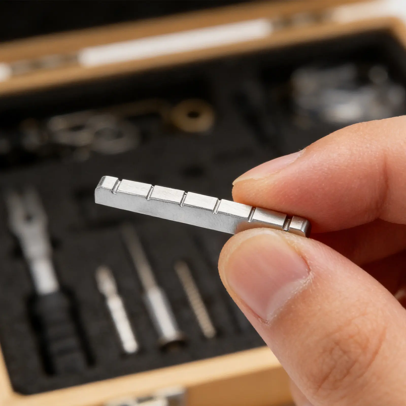 Titanium Alloy Guitar Nut Flat Bottom Pre-Slotted for St Electric Bass Guitar Replacement Part Enhanced String Tuning Stability