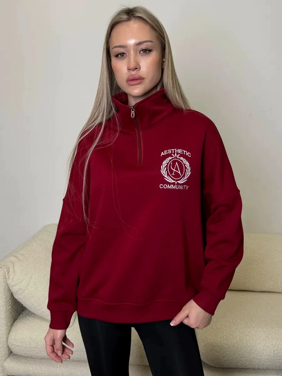 Fashionable Printed Casual Loose Half Zip Hoodie Women's Long Sleeve Sweatshirt Zipper Design Comfortable Fit Commute Style
Fashionable Printed Casual Loose Half Zip Hoodie Women's Long Sleeve Sweatshirt Zipper Design Comfortable Fit Commute Style