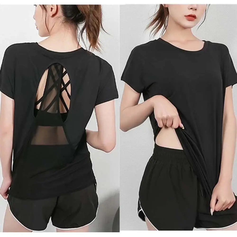 Comfortable Quick Dry Sports Yoga T-Shirts Solid Color Loose Running Shirts Tees Short Sleeve Backless Sports Tops Girl
Comfortable Quick Dry Sports Yoga T-Shirts Solid Color Loose Running Shirts Tees Short Sleeve Backless Sports Tops Girl