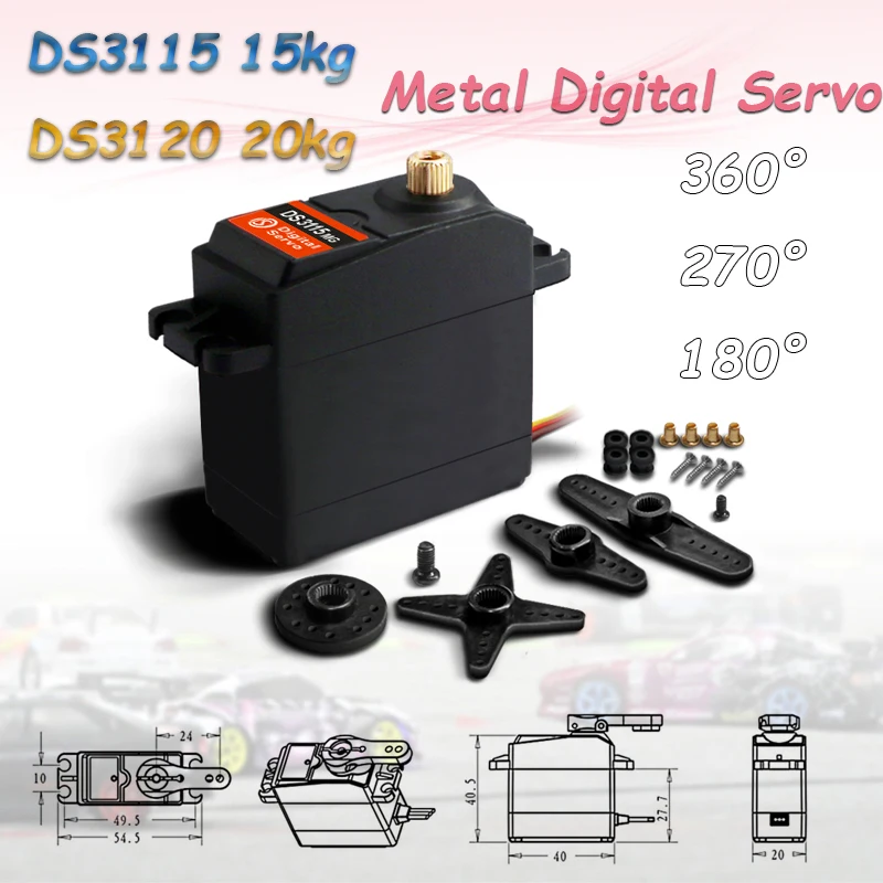 DS3115 15kg DS3120 20kg Digital Servo All-Metal Gear Servo High Speed Torque Servos Motor for 1/8 1/10 1/12 RC Car Robot Boat
DS3115 15kg DS3120 20kg Digital Servo All-Metal Gear Servo High Speed Torque Servos Motor for 1/8 1/10 1/12 RC Car Robot Boat