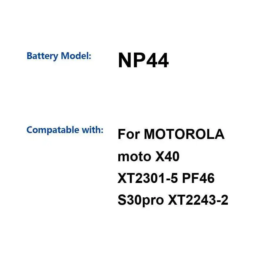 Для Motorola Moto X40 XT2301-5 PF46 S30 Pro XT2243-2 4400 мАч хорошая низкотемпературная батарея для мобильного телефона NP44 стабильная
Для Motorola Moto X40 XT2301-5 PF46 S30 Pro XT2243-2 4400 мАч хорошая низкотемпературная батарея для мобильного телефона NP44 стабильная