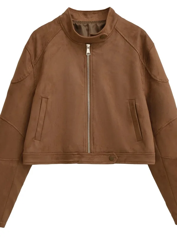 American Retro Stand Collar Zipper ort Suede Jaet Women's Loose Slimming Versatile Jaet Top Polyester Fiber Long Sve
American Retro Stand Collar Zipper ort Suede Jaet Women's Loose Slimming Versatile Jaet Top Polyester Fiber Long Sve