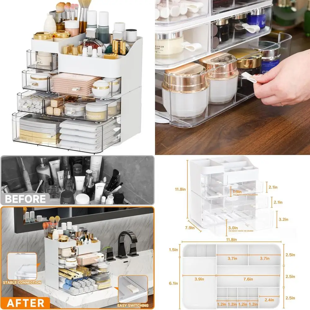 Large 6-Drawer Plastic Vanity Makeup Organizer, Countertop Cosmetic Storage with Beauty Holders for Lipstick, Brushes, Skincare,
Large 6-Drawer Plastic Vanity Makeup Organizer, Countertop Cosmetic Storage with Beauty Holders for Lipstick, Brushes, Skincare,