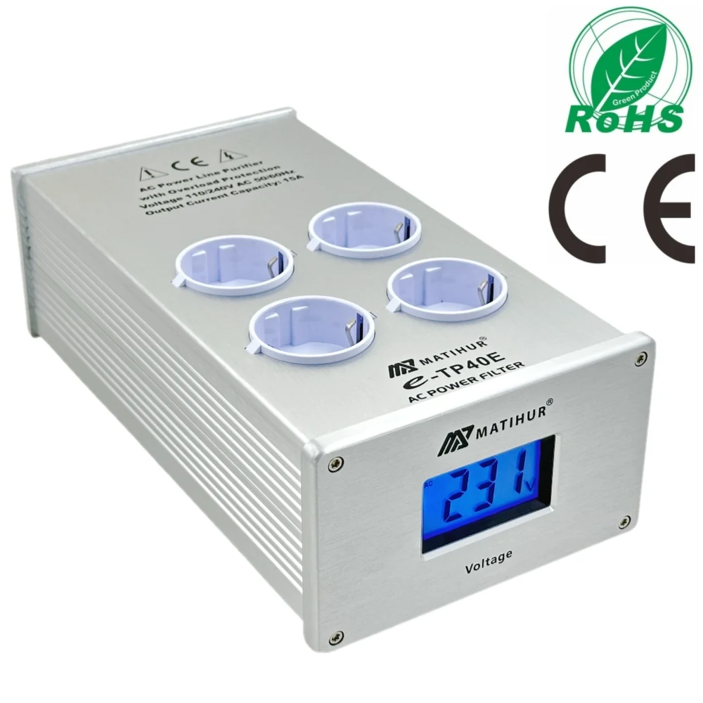MATIHUR e-TP40E Audio Noise AC Power Filter Power Conditioner Power Purifier Surge Protection with EU Outlets Power Strip
MATIHUR e-TP40E Audio Noise AC Power Filter Power Conditioner Power Purifier Surge Protection with EU Outlets Power Strip