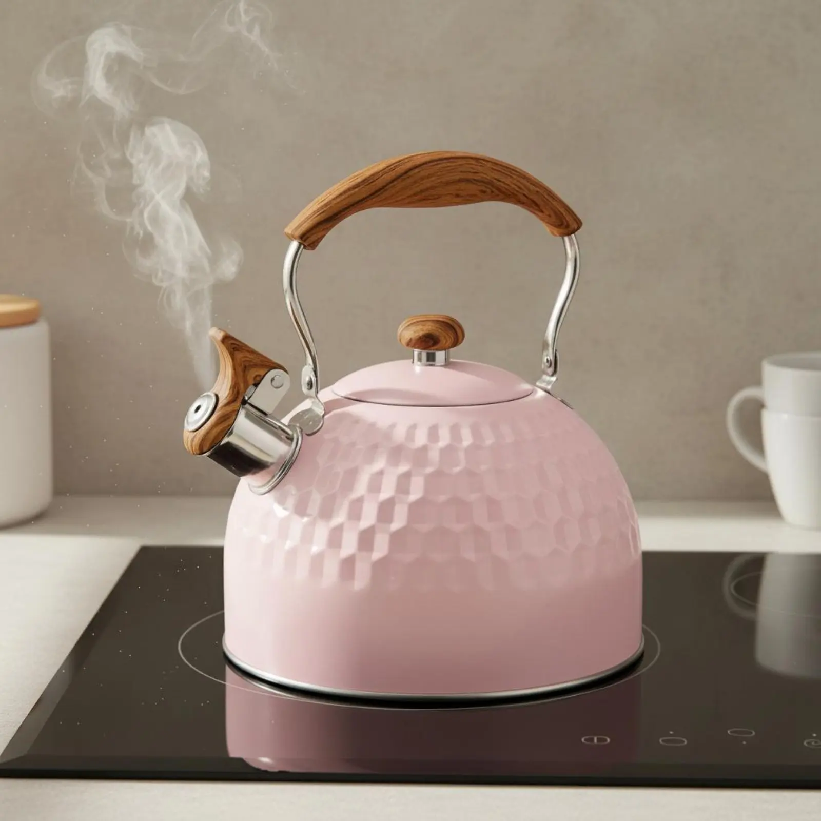 2.5 Liter Rose Whistling Tea Kettle Multi-Cooktop Compatible Stainless Steel Stovetop Kettle for Kitchen, Camping
2.5 Liter Rose Whistling Tea Kettle Multi-Cooktop Compatible Stainless Steel Stovetop Kettle for Kitchen, Camping