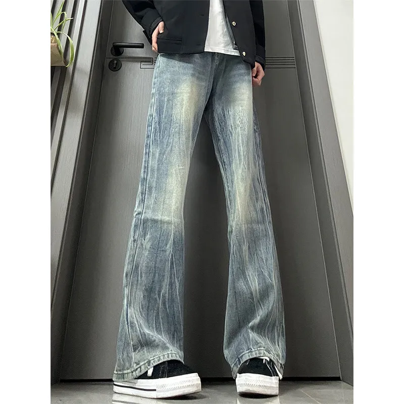 Retro American Waed Lightning Bamboo Pattern Men's Jeans Slimming Micro Flared Pants High Street Vibe mid Waist Zipper Closure
Retro American Waed Lightning Bamboo Pattern Men's Jeans Slimming Micro Flared Pants High Street Vibe mid Waist Zipper Closure