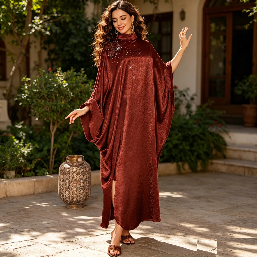 Elegant Bat Sleeve High Neck Beaded Abaya Women Dubai Kaftan Casual Long Robe Islamic Modest Party Jalabiya Femme Morocco Dress
Elegant Bat Sleeve High Neck Beaded Abaya Women Dubai Kaftan Casual Long Robe Islamic Modest Party Jalabiya Femme Morocco Dress