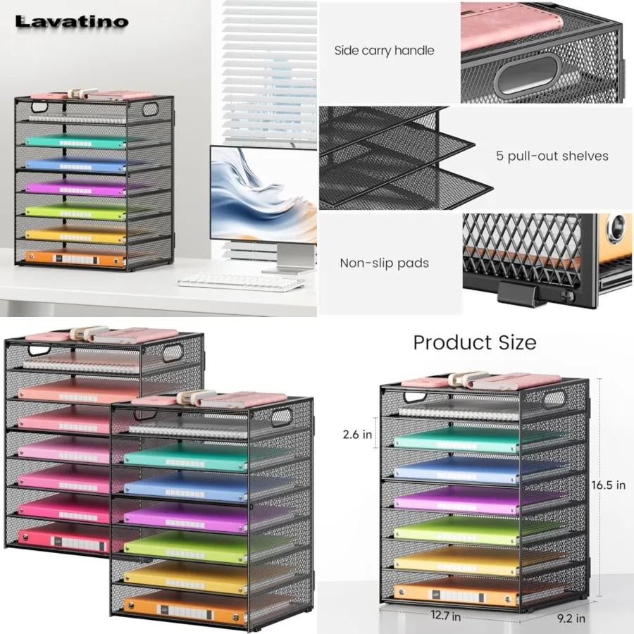 Office Desk File Organizer, Letter Tray Paper Organizer with Handle, Including 5 Adjustable Slide Trays for Organizing Desktop
Office Desk File Organizer, Letter Tray Paper Organizer with Handle, Including 5 Adjustable Slide Trays for Organizing Desktop