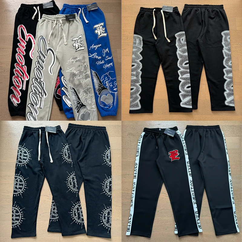 Hip-hop Street Trend Mixed Emotion Sweatpants Hot Diamond Letter Pattern Casual Pants Men Women
Hip-hop Street Trend Mixed Emotion Sweatpants Hot Diamond Letter Pattern Casual Pants Men Women