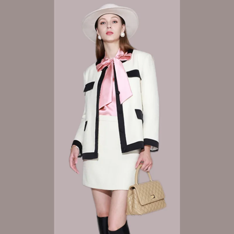 High end fashion set for women's new personalized color contrast splicing small fragrance two-piece set
High end fashion set for women's new personalized color contrast splicing small fragrance two-piece set