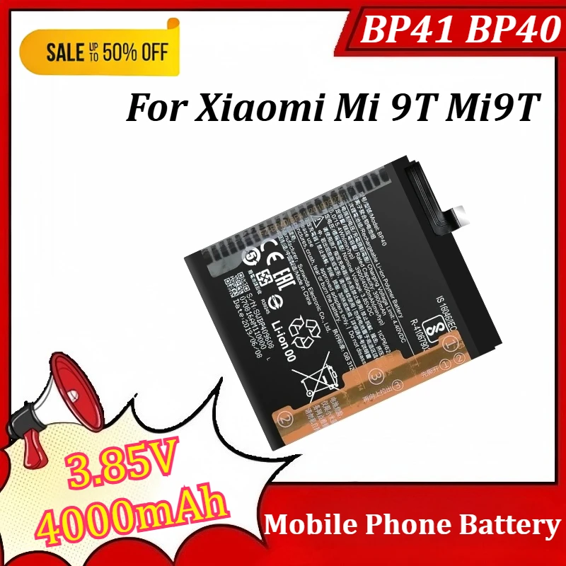 New Mobile Phone Battery BP41 BP40 3.85V 4000mAh For Xiaomi Mi 9T Mi9T for RedmiK20 for Redmi K20 Pro K20Pro
New Mobile Phone Battery BP41 BP40 3.85V 4000mAh For Xiaomi Mi 9T Mi9T for RedmiK20 for Redmi K20 Pro K20Pro