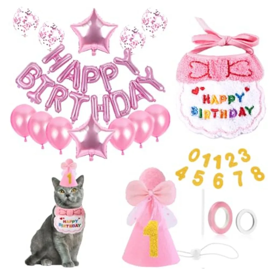 Birthday Hat for Cat with Banda Cute Kitten Outfit and Celebration Accessories Cat Birthday Party Supplies Pink
Birthday Hat for Cat with Banda Cute Kitten Outfit and Celebration Accessories Cat Birthday Party Supplies Pink