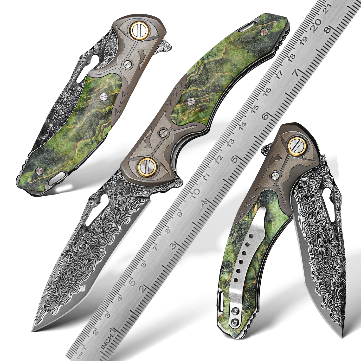 NEWOOTZ Handmade Damascus Steel Knife 67 Layers, Stabilized Wood Handle 60HRC, 4mm Thick Blade with Leather Sheath folding knife
NEWOOTZ Handmade Damascus Steel Knife 67 Layers, Stabilized Wood Handle 60HRC, 4mm Thick Blade with Leather Sheath folding knife