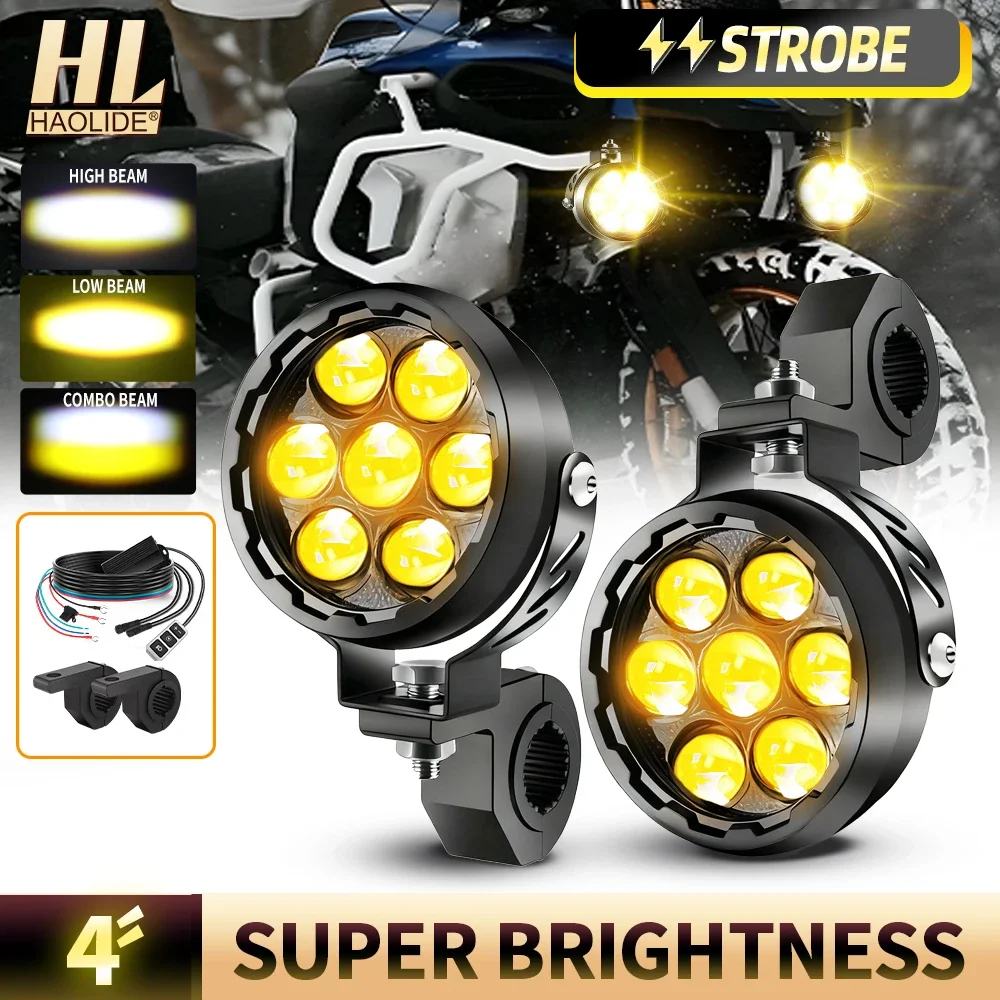 HAOLIDE 2026 New Motorcycle Led Spotlight Headlight White+Amber Dimming Street GR Auxiliary Lamp For BMW R1200GS off-road use
HAOLIDE 2026 New Motorcycle Led Spotlight Headlight White+Amber Dimming Street GR Auxiliary Lamp For BMW R1200GS off-road use