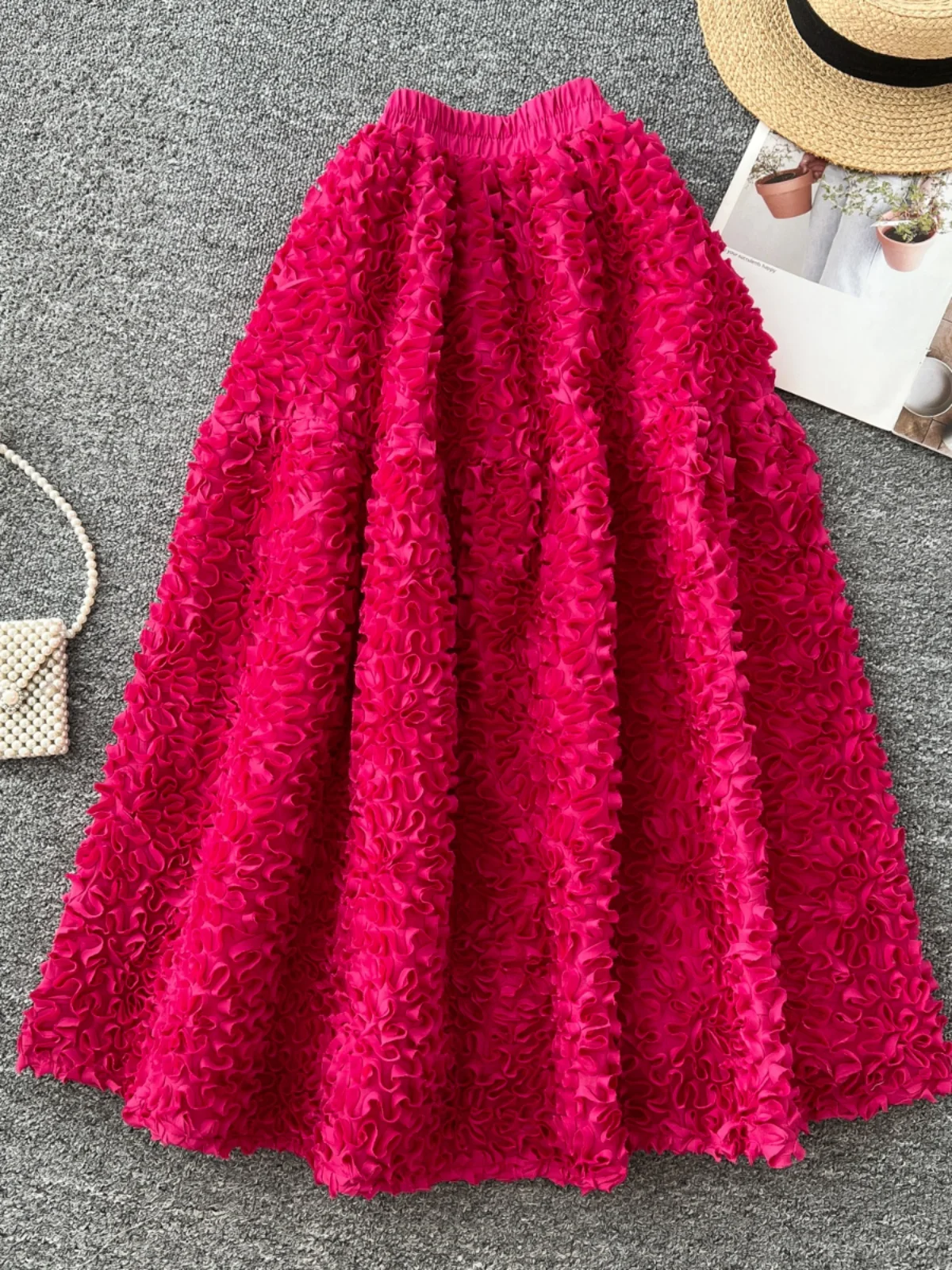 Юбка трапециевидной формы с высокой талией, женская весенняя мода, тяжелые украшения, 3D кружевные расклешенные юбки, корейский эффект похудения 
Юбка трапециевидной формы с высокой талией, женская весенняя мода, тяжелые украшения, 3D кружевные расклешенные юбки, корейский эффект похудения