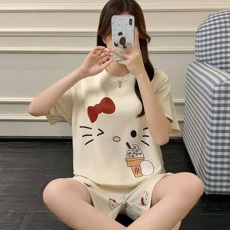 Anime Cartoon Sweet Student Summer Set New Short Sleeve Women's Comfortable Home Clothes Girl Cute Loose Sleepwear Summer Soft
Anime Cartoon Sweet Student Summer Set New Short Sleeve Women's Comfortable Home Clothes Girl Cute Loose Sleepwear Summer Soft