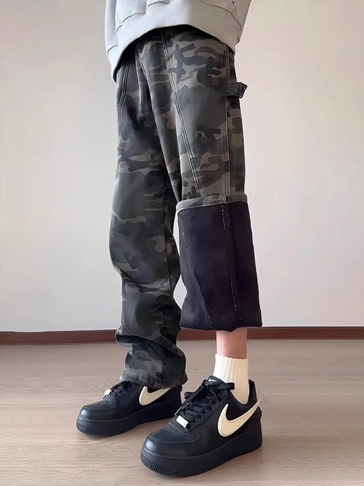 Thiened Fce Camouflage Work Pants Men's Autumn Winter American Retro Vibe Patchwork Straight Leg Lumberja Pants
Thiened Fce Camouflage Work Pants Men's Autumn Winter American Retro Vibe Patchwork Straight Leg Lumberja Pants