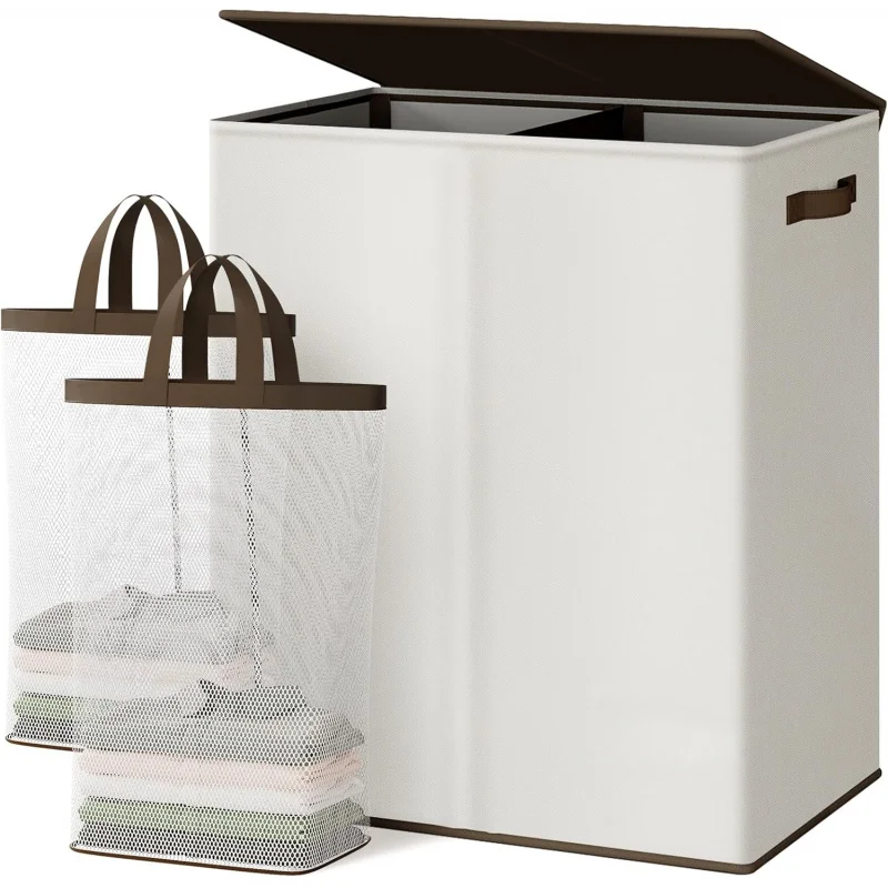 Large 165L Double Laundry Hamper with Lid - Collapsible 2-Section Basket with Removable Bags
Large 165L Double Laundry Hamper with Lid - Collapsible 2-Section Basket with Removable Bags