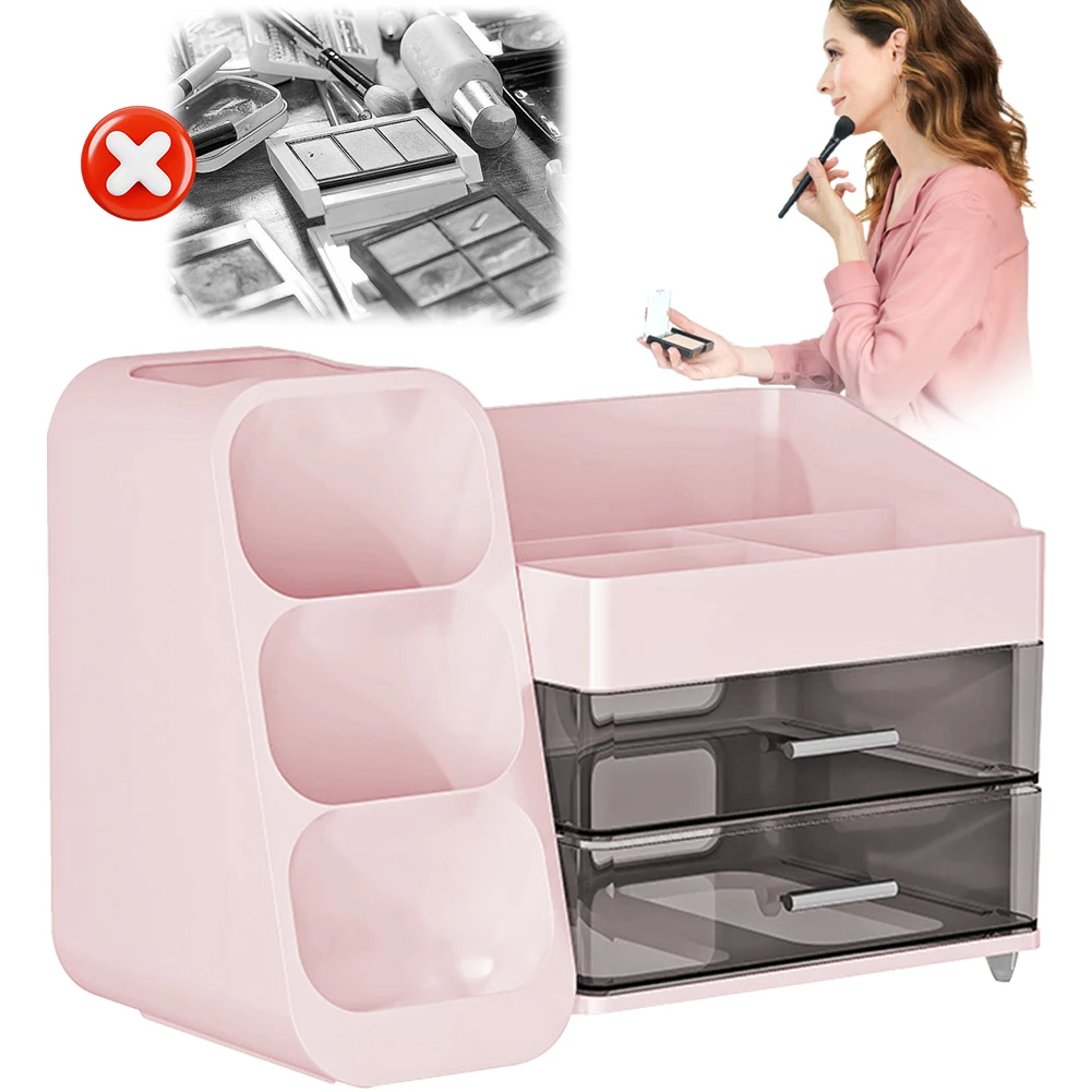 Plastic Desktop Organizer Makeup Storage Box with Drawers Cosmetic Display Case Makeup Display Stand for Vanity Dressing Table
Plastic Desktop Organizer Makeup Storage Box with Drawers Cosmetic Display Case Makeup Display Stand for Vanity Dressing Table