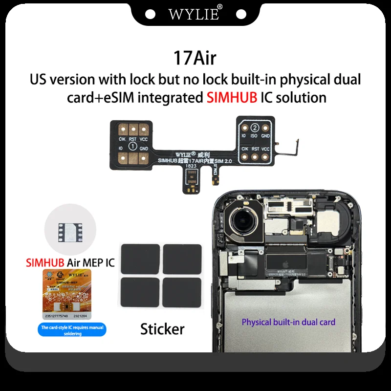 WYLIE For iPhone 17 Air Version eSIM Conversion To MEP Single SIM Card Integration Solution Super Snow IC For iPhone Repair Tool
WYLIE For iPhone 17 Air Version eSIM Conversion To MEP Single SIM Card Integration Solution Super Snow IC For iPhone Repair Tool