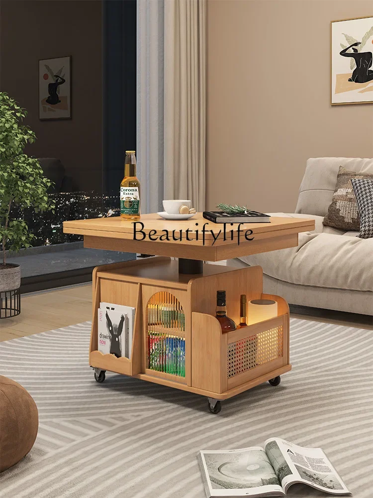 S Lifting Coffee Table Movable Side Solid Wood with Wheels Tea Table Multifunctional Folding Dining Table
S Lifting Coffee Table Movable Side Solid Wood with Wheels Tea Table Multifunctional Folding Dining Table