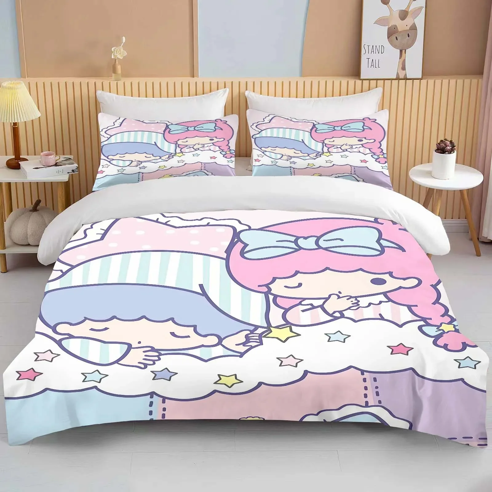 Комплект постельного белья Sanrio с маленькими двойными звездами, с рисунком, пододеяльник, одеяло в стиле аниме, для взрослых и детей, подарок на день рождения, полноразмерный Комплект постельного белья с одеялом
Комплект постельного белья Sanrio с маленькими двойными звездами, с рисунком, пододеяльник, одеяло в стиле аниме, для взрослых и детей, подарок на день рождения, полноразмерный Комплект постельного белья с одеялом