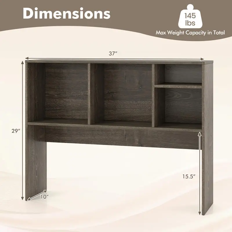 Computer Desktop Bookcase with 4 Cubbies and Open Back Compartment-Gray
Computer Desktop Bookcase with 4 Cubbies and Open Back Compartment-Gray