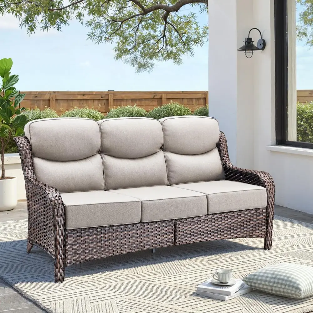 Outdoor Patio Furniture SetWicker High Backrest 3Seat Patio Sofa with Comfy 6 Cushion, Rattan Couch with Deep Seat AllWeather P
Outdoor Patio Furniture SetWicker High Backrest 3Seat Patio Sofa with Comfy 6 Cushion, Rattan Couch with Deep Seat AllWeather P