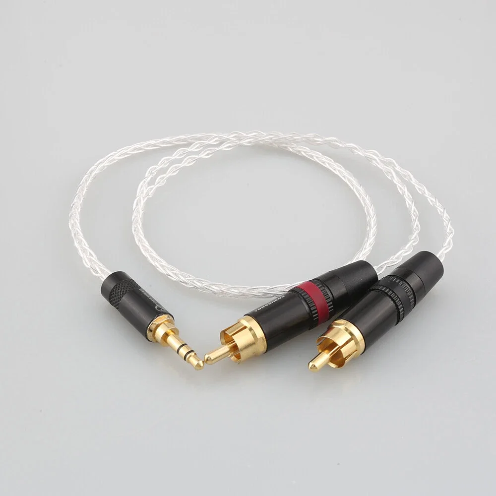 2.5mm TRRS/4.4mm Balanced Male 3.5mm Jack to RCA Plug Aux Cable 8x 1.0mm Silver Wire Headphone Amp
2.5mm TRRS/4.4mm Balanced Male 3.5mm Jack to RCA Plug Aux Cable 8x 1.0mm Silver Wire Headphone Amp