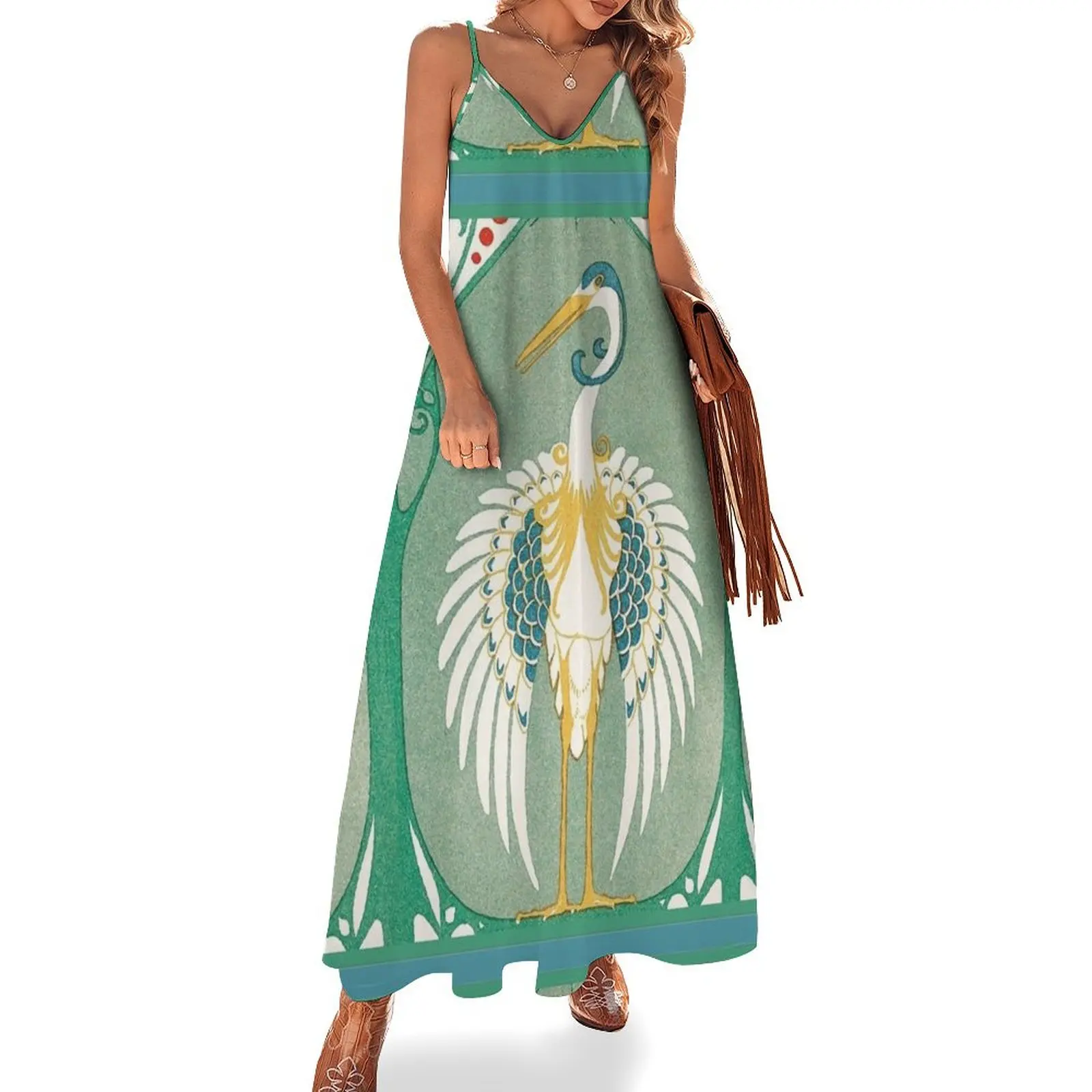 ART NOUVEAU CRANE BIRD WITH STYLIZED FLORAL IN WHITE BLUE GREEN YELLOW Sleeveless Dress prom dresses
ART NOUVEAU CRANE BIRD WITH STYLIZED FLORAL IN WHITE BLUE GREEN YELLOW Sleeveless Dress prom dresses