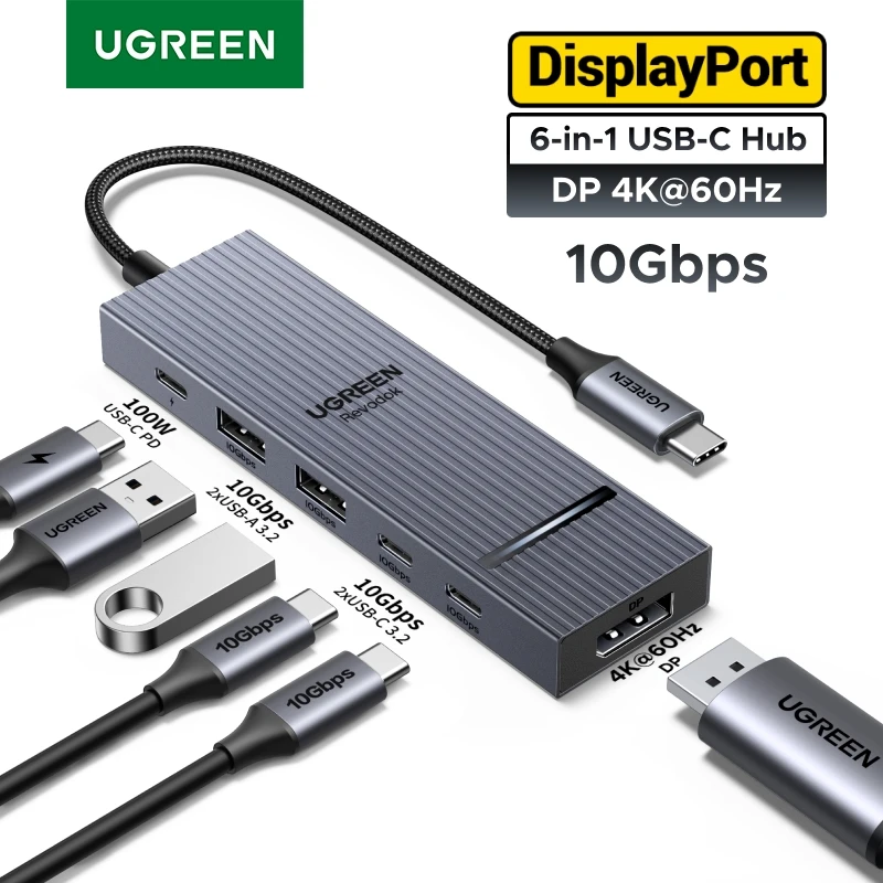 UGREEN DisplayPort USB-концентратор Type-C к DP 4K60 Гц 10 Гбит/с USB-A/C Порты данных PD100W Зарядка для ноутбука MacBook Samsung Dell Lenovo
UGREEN DisplayPort USB-концентратор Type-C к DP 4K60 Гц 10 Гбит/с USB-A/C Порты данных PD100W Зарядка для ноутбука MacBook Samsung Dell Lenovo