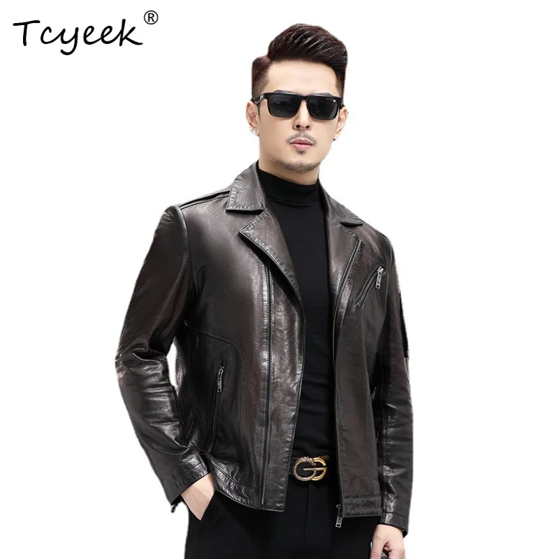 Tcyeek Top Layer Sheepskin Spring Autumn High End Trendy Black Brown Suit Collar Men Genuine Leather Jacket Jaquetas Masculino
Tcyeek Top Layer Sheepskin Spring Autumn High End Trendy Black Brown Suit Collar Men Genuine Leather Jacket Jaquetas Masculino