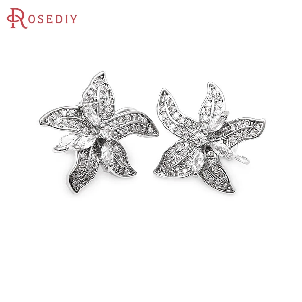 2PCS 18K Gold Color Brass and Zircon Flower with Stud Pin Earrings Hooks Women's Earrings High Quality Jewelry Diy Accessories
2PCS 18K Gold Color Brass and Zircon Flower with Stud Pin Earrings Hooks Women's Earrings High Quality Jewelry Diy Accessories