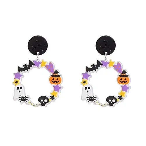 Vintage Colorful Resin Pumpkin Bat Stud Earring Red Geometric Spider Web Stud Earrings for Women Halloween Party Jewelry Gift
Vintage Colorful Resin Pumpkin Bat Stud Earring Red Geometric Spider Web Stud Earrings for Women Halloween Party Jewelry Gift