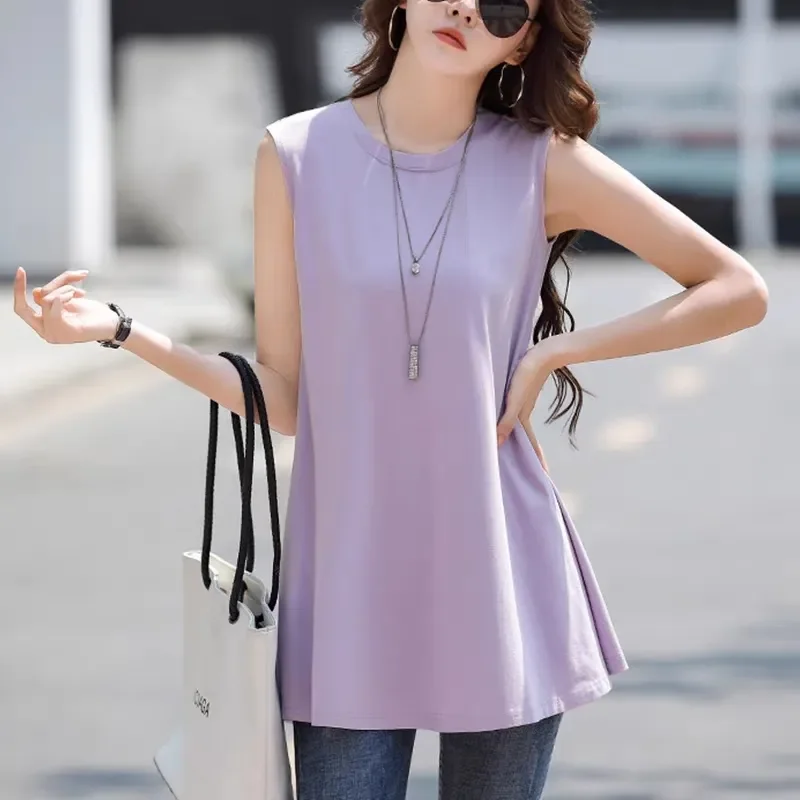 Light Blue Loose Sleeveless T Shirt for Women Casual Summer Top Comfortable Everyday Wear Soft Cotton Blend Tee
Light Blue Loose Sleeveless T Shirt for Women Casual Summer Top Comfortable Everyday Wear Soft Cotton Blend Tee