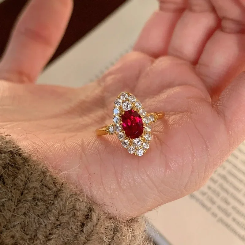 Light luxury retro palace style oval ruby rings for women inlaid crystal horse eye shaped exquisite elegant fashion jewelry
Light luxury retro palace style oval ruby rings for women inlaid crystal horse eye shaped exquisite elegant fashion jewelry