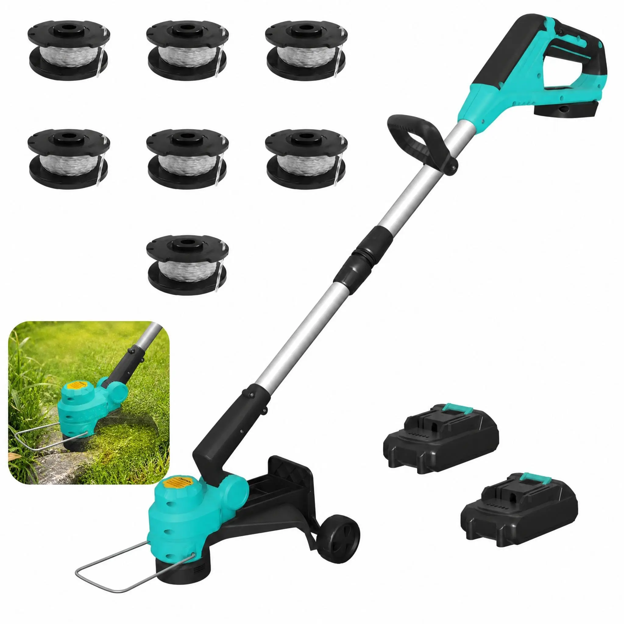 20V Cordless Weed Eater, 12-Inch String Trimmer Edger, 2 Batteries, Fast Charger, 8 Replacement Spools For Lawn Garden Yard
20V Cordless Weed Eater, 12-Inch String Trimmer Edger, 2 Batteries, Fast Charger, 8 Replacement Spools For Lawn Garden Yard