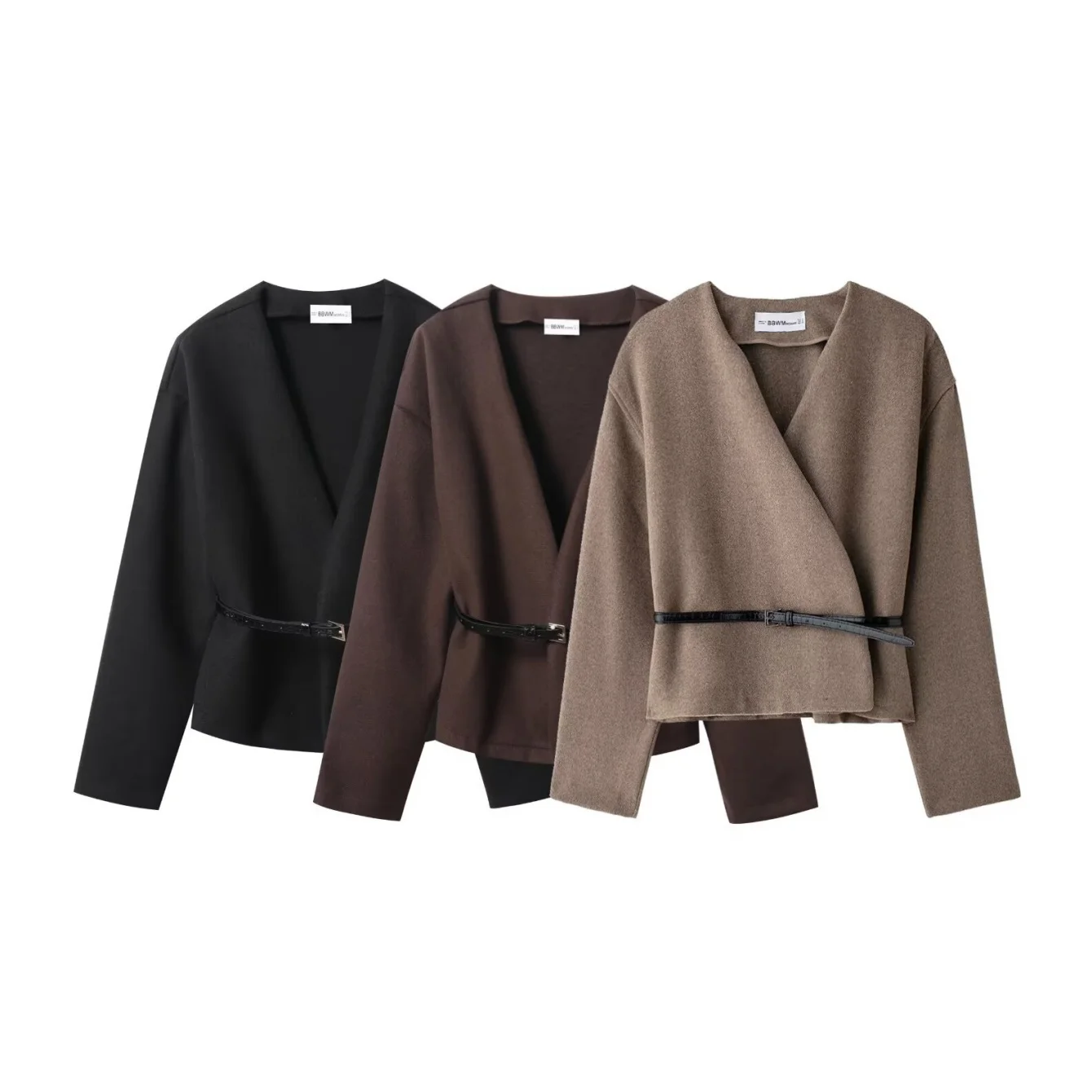 Women Fashion V-Neck Short Coats Female Autumn Winter New Solid Cardigan Jackets With Belt Overcoat Lady Elegant Outerwear
Women Fashion V-Neck Short Coats Female Autumn Winter New Solid Cardigan Jackets With Belt Overcoat Lady Elegant Outerwear