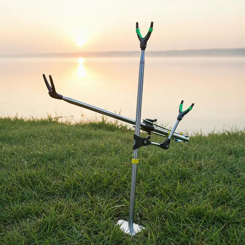 Stainless Steel Bracket Fishing Rods Support V Shape Head Adjustable Anti-Slip Stable Fishing Rod Bracket Fishing Tool