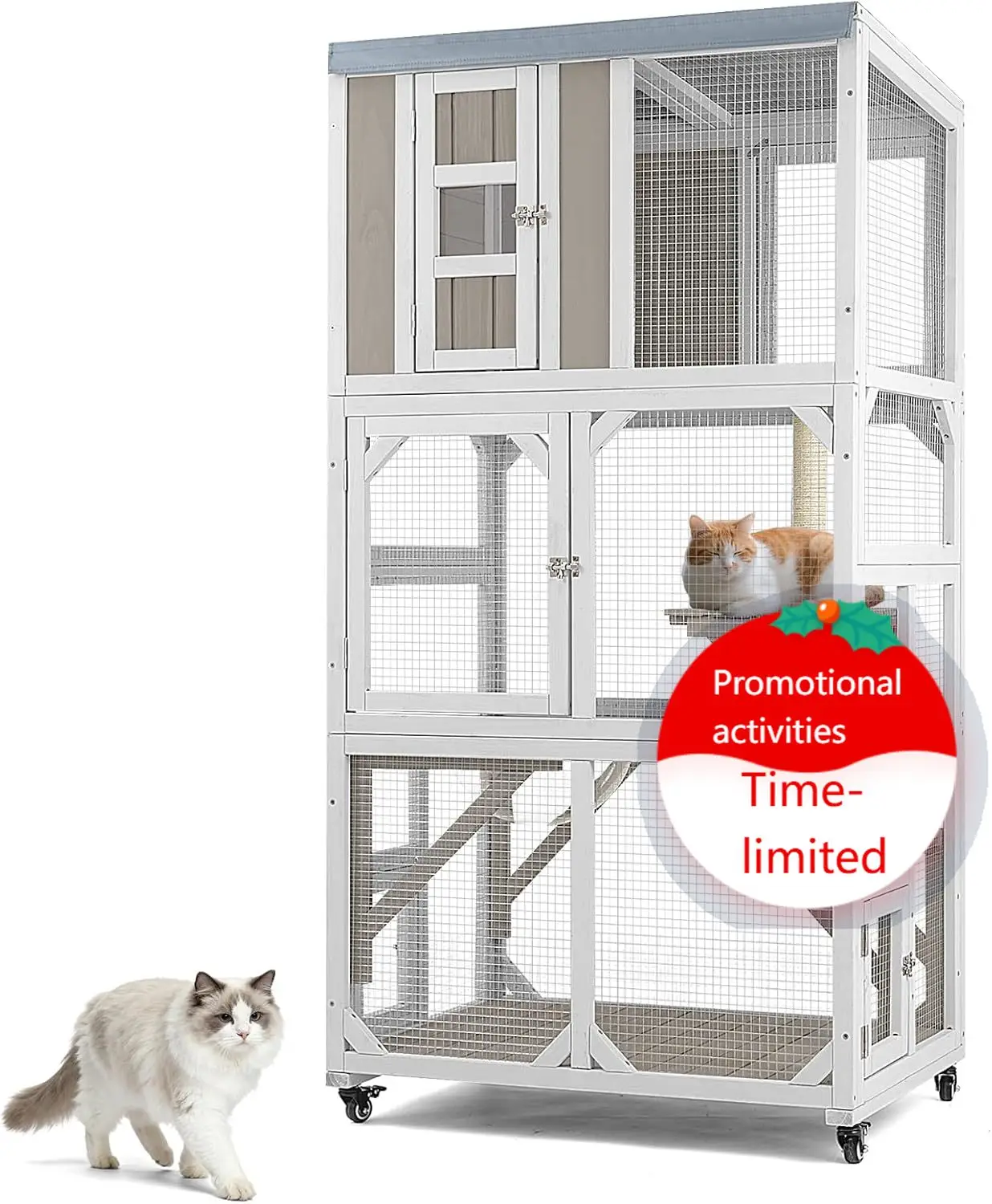 Уличный вольер для кошек Catio с колесами и всепогодной крышей, большой вольер Catio с окном 63 дюйма, 3 платформами, акриловым куполом, портативный комплект
Уличный вольер для кошек Catio с колесами и всепогодной крышей, большой вольер Catio с окном 63 дюйма, 3 платформами, акриловым куполом, портативный комплект