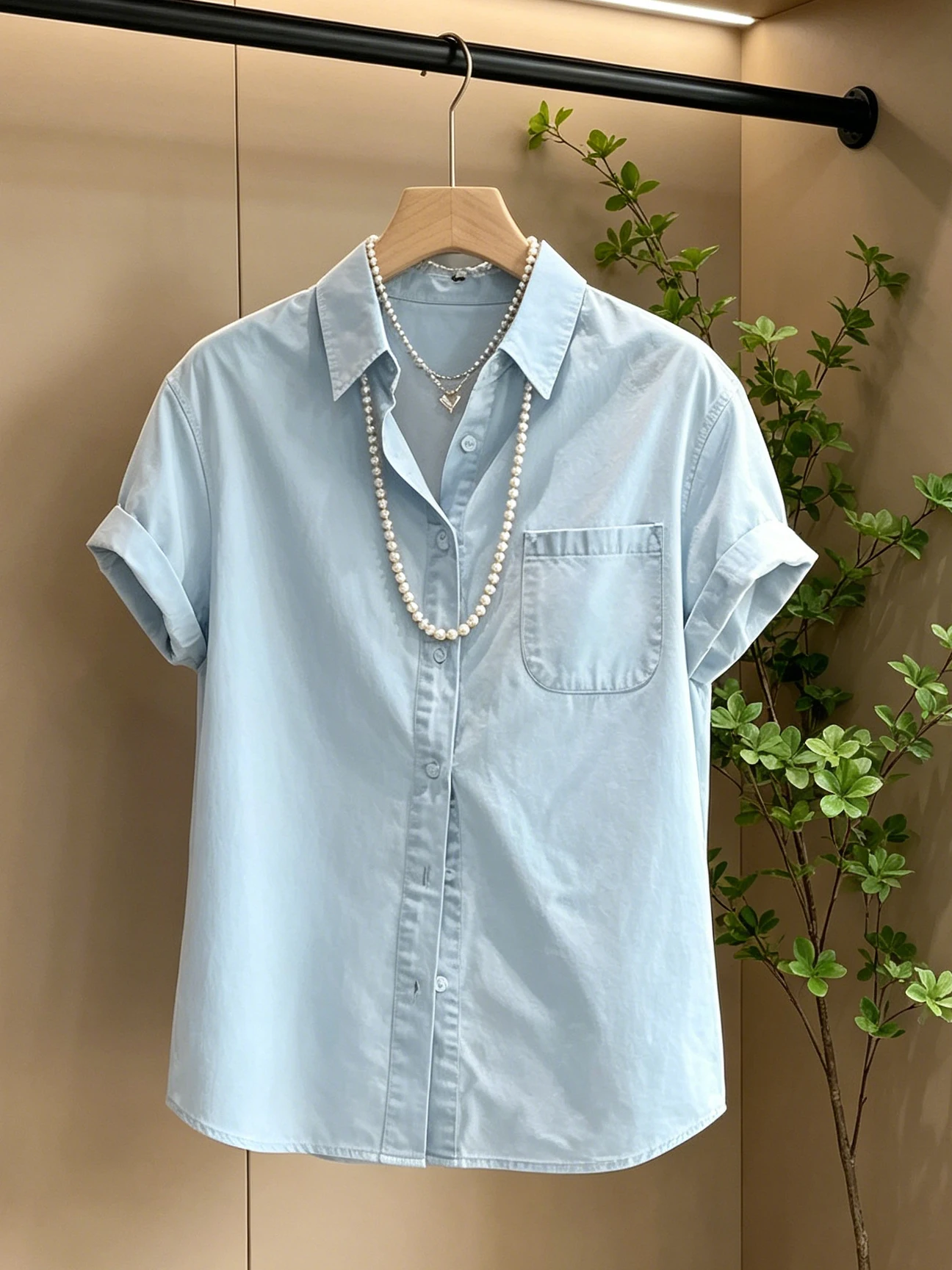 Fashionable Casual Blue Short Sleeve Shirt Women's Summer New Arrival Big Size Single Item Breathable Comfortable Korean Style
Fashionable Casual Blue Short Sleeve Shirt Women's Summer New Arrival Big Size Single Item Breathable Comfortable Korean Style